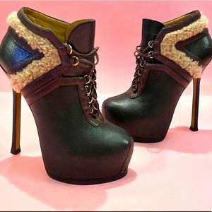 BRAND NEW YSL Booties Ankle Boots w/ Fur Size: 5.5